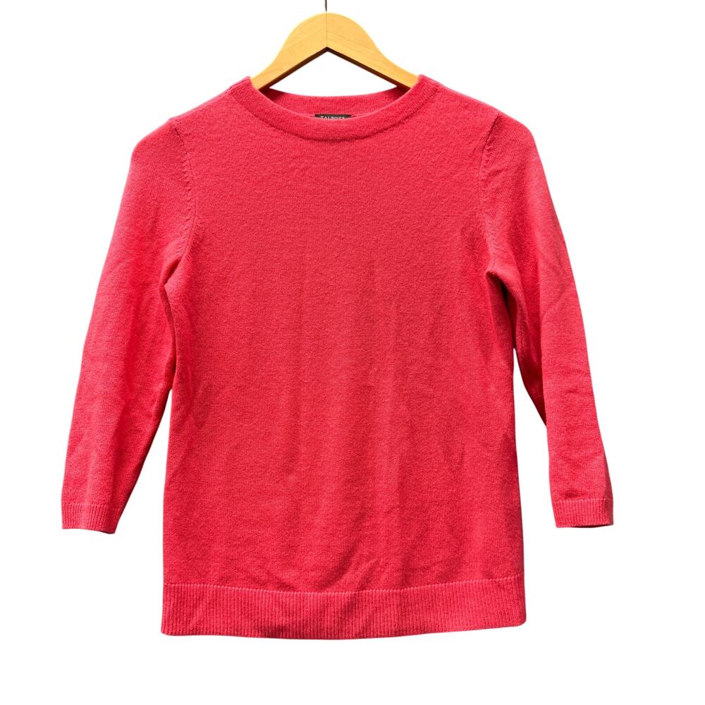 Talbots Cashmere Sweater Womens‎ XS Coastal Pink Pullover 3/4 Sleeve Pure Knit